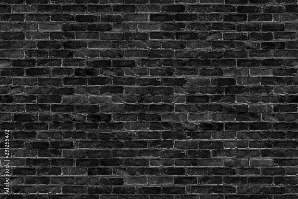 Obraz premium bez szwu stary ciemny czarny ceglany mur nieskończoność tekstura wzór tła