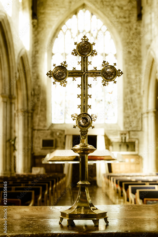 Fototapeta premium Catholic cross in a church.