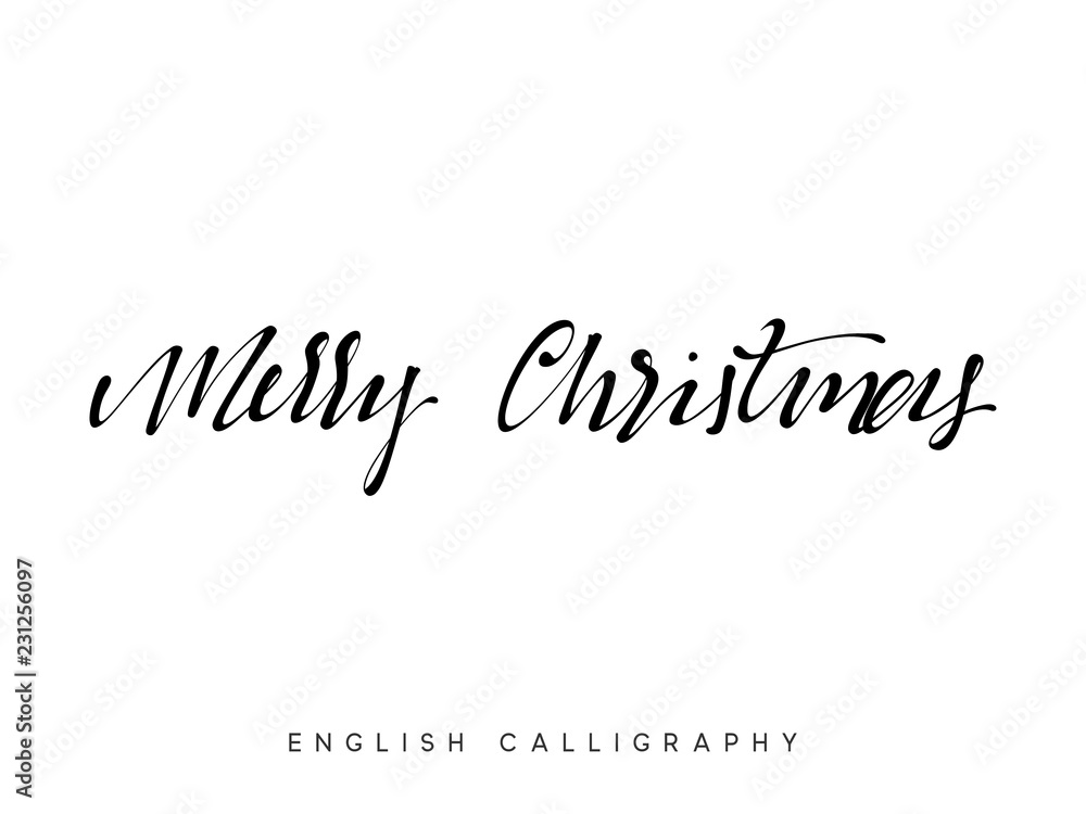 Text Merry Christmas. Xmas hand drawn calligraphy lettering. Text Merry Christmas. Xmas hand drawn calligraphy lettering.