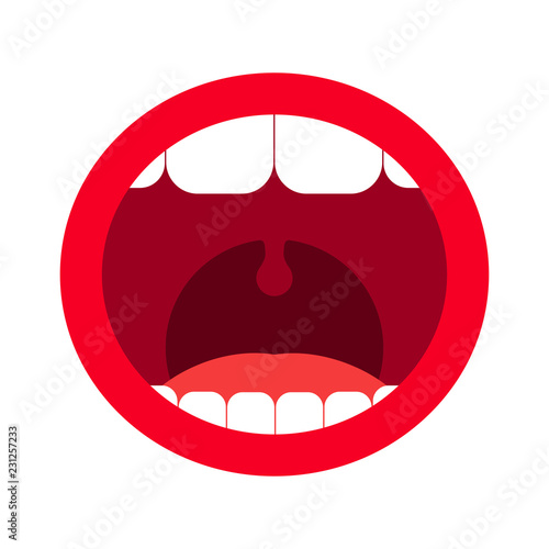 Cartoon open mouth with teeth. Vector illustration