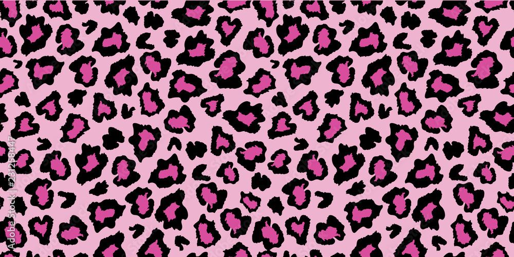 Pink and black leopard skin fur print pattern. Great for classic animal  product design, fabric, wallpaper, backgrounds, invitations, packaging  design projects. Surface pattern design. Stock Vector | Adobe Stock