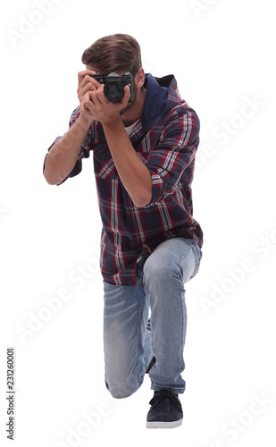 full-length . young man photographer with camera