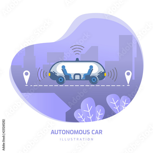 Driverless autonomous future car technology illustration