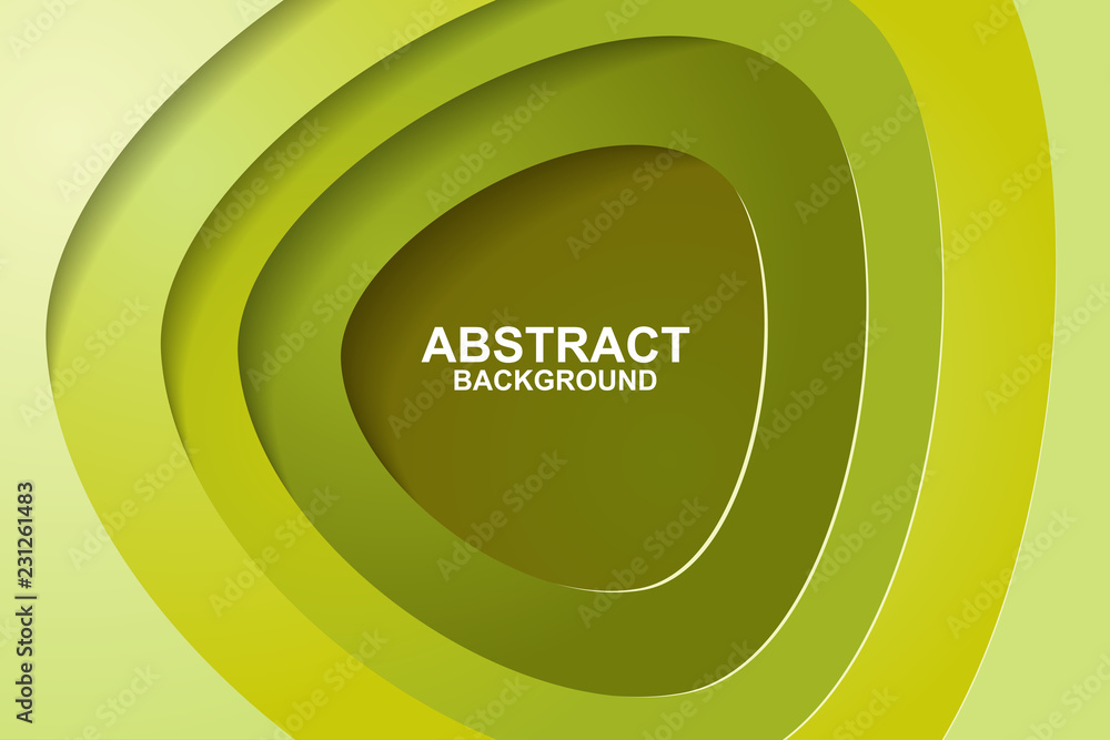 Abstract background design with green paper cut shapes. Paper cut vector illustration for banner, presentation, and invitation. Paper art and craft style. Abstract background design with green paper cut shapes. Paper cut vector illustration for banner, presentation, and invitation. Paper art and craft style.