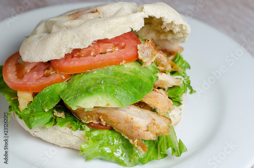  homemade chicken sandwich with vegetables