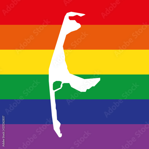 Sylt, Umriss, Landkarte - Icon, Symbol, Piktogramm, grafisches Element - Fläche - weiß - Regenbogen, bunt - Vektor