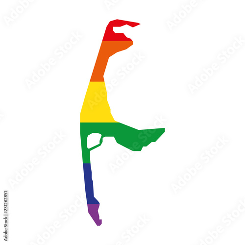 Sylt , Umriss, Landkarte - Icon, Symbol, Piktogramm, grafisches Element - Fläche - weiß - Regenbogen, bunt - Vektor