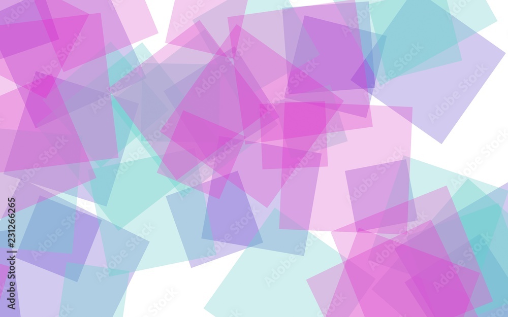 Multicolored translucent squares on white background. Pink tones. 3D illustration Multicolored translucent squares on white background. Pink tones. 3D illustration