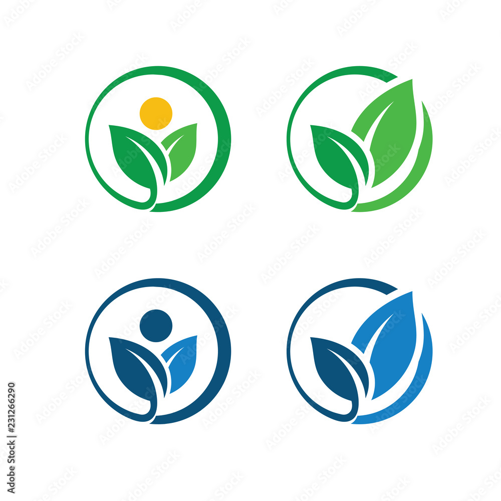 Set of Green Leaf Logo design inspiration vector icons Set of Green Leaf Logo design inspiration vector icons