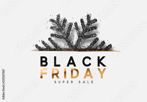 Black Friday Sale. Background with black snowflake