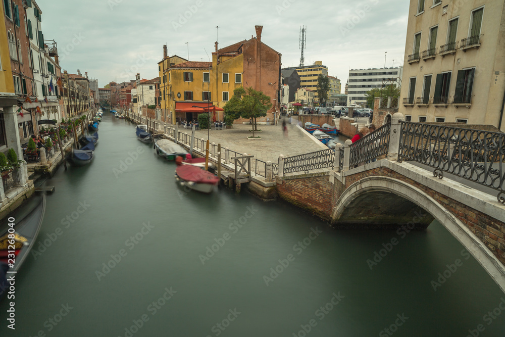 View on Small canal and bridge in Venice