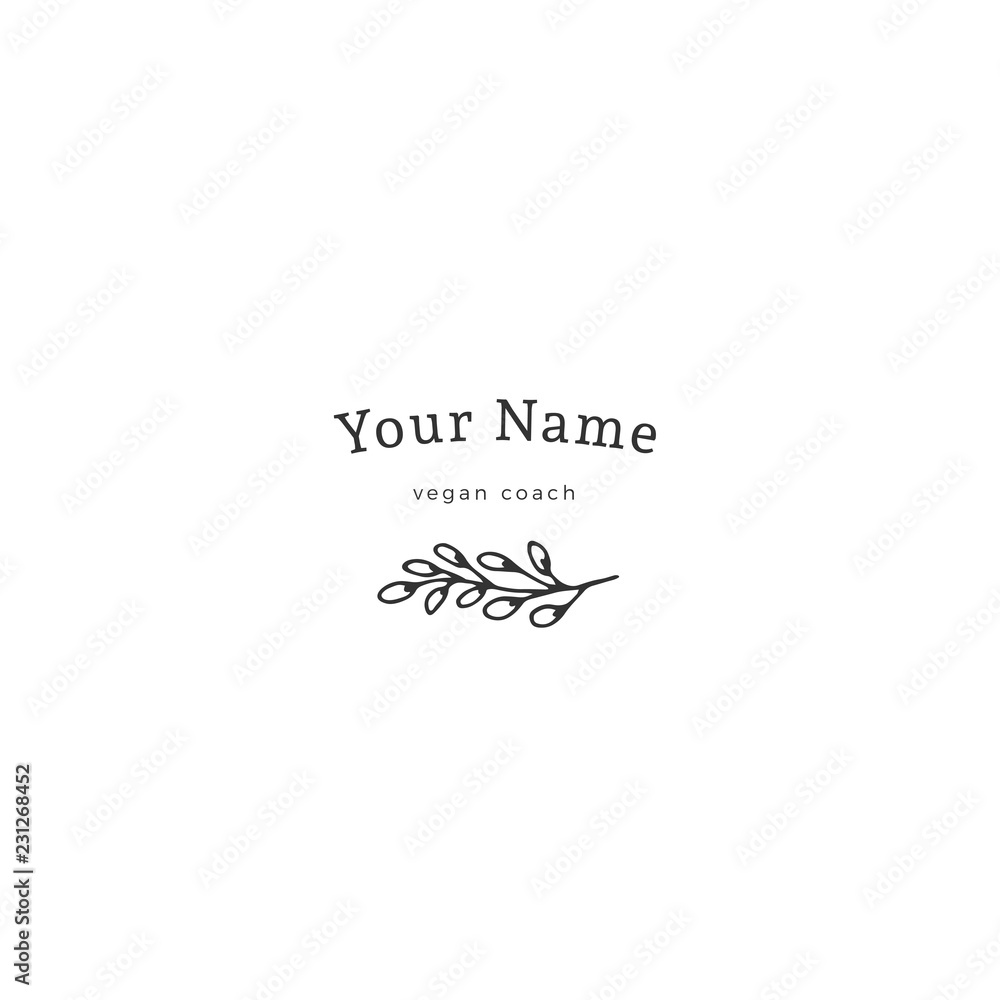 Vector hand drawn floral logo template in minimal style. Vector hand drawn floral logo template in minimal style.