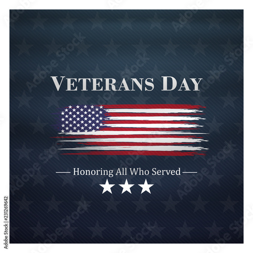 veterans day, November 11, honoring all who served, posters, modern brush design vector illustration photo