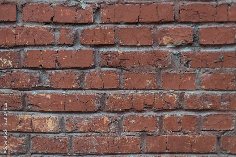 Grunge industrial red brick wall background in Kyiv, Ukraine. May be used in design and interiors. Grunge industrial red brick wall background in Kyiv, Ukraine. May be used in design and interiors.