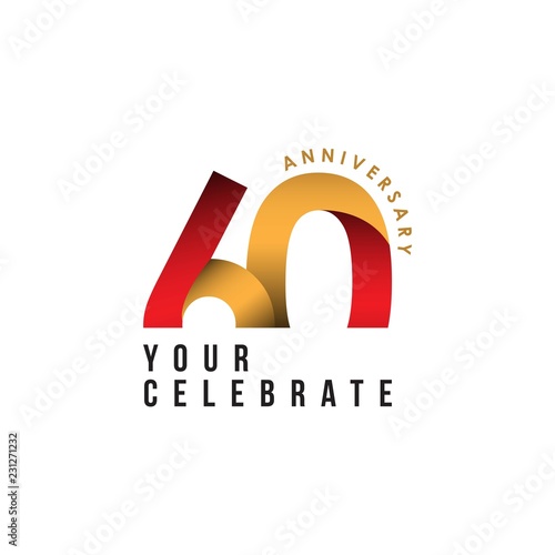 60 Year Anniversary Vector Template Design Illustration