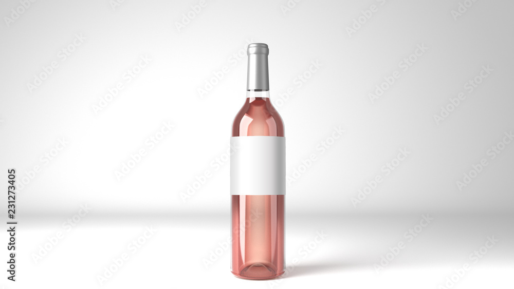 Rose Wine Bottle Square Label Mockup 3d Render Rose Wine Bottle Square Label Mockup 3d Render
