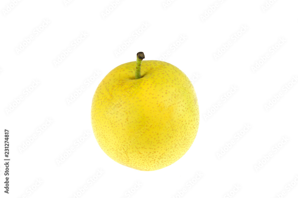 single yellow Asian pear isolated on white background single yellow Asian pear isolated on white background