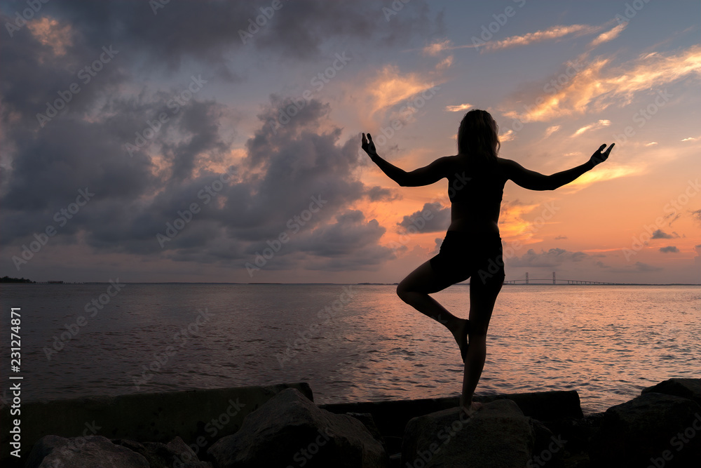 Yoga along the coast of St Simons Island, GA
