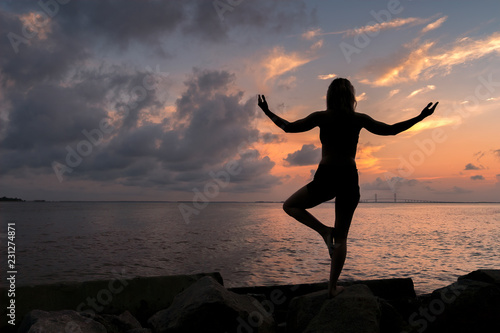 Yoga along the coast of St Simons Island, GA