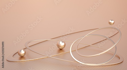 Gold figures on a gold background. Abstract composition. 3D illustration