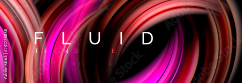 Mixing color waves on black, liquid flowing shapes