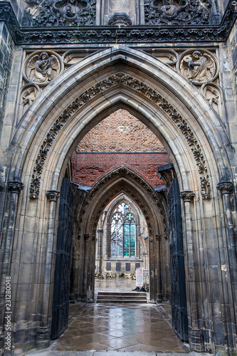 Remains of the Saint Nicholas church which was almost completely destroyed during the bombing of Hamburg in World War II