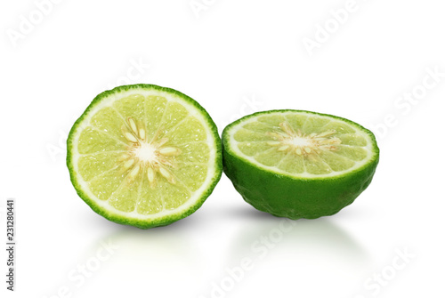 bergamot fruit, Kaffir Lime isolated on white 