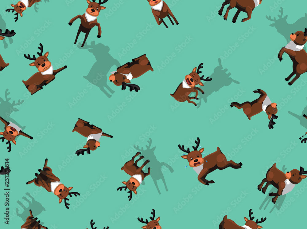 Obraz premium Reindeer Various Poses Background Seamless Wallpaper
