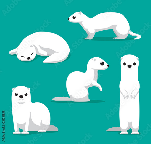 Cute Winter Coat Weasel Cartoon Vector Illustration