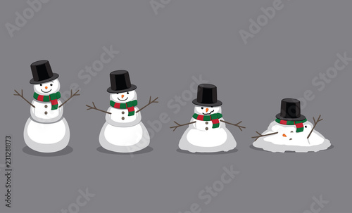 Snowman Melting Cartoon Vector Illustration