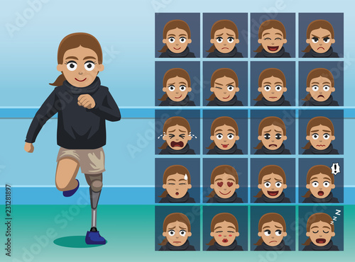 Hospital Prosthetic Leg Cartoon Character Emotion faces