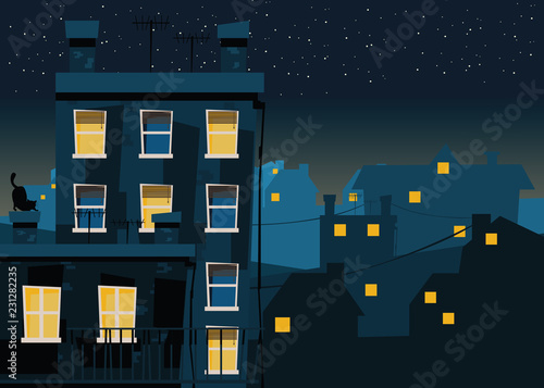 city at nights vector illustration 