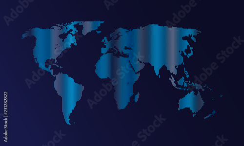 Dotted World Map Vector, Flat Earth Map For Website, Annual Report, Infographics, World Map Illustration, Vector Illustration