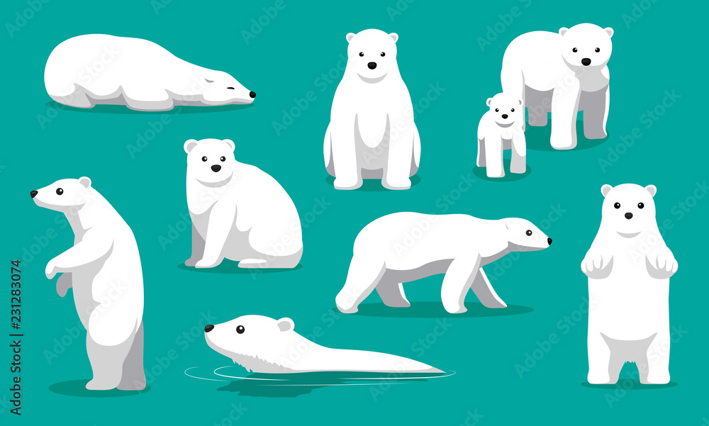 Naklejka premium Ładny niedźwiedź polarny pływanie ilustracja kreskówka wektor