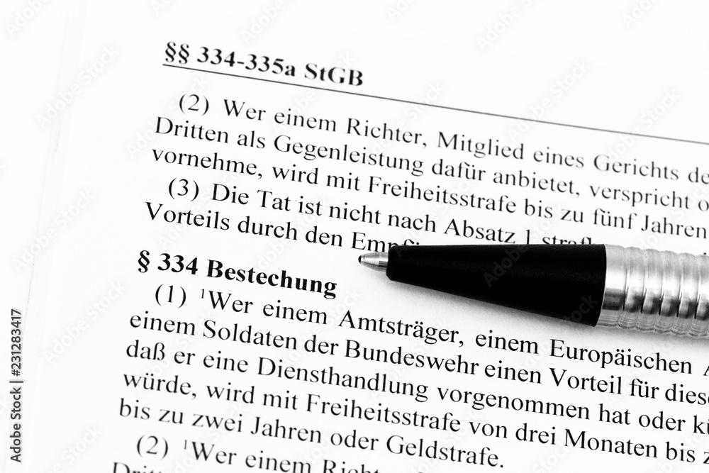 Obraz premium Bestechung im Strafgesetzbuch