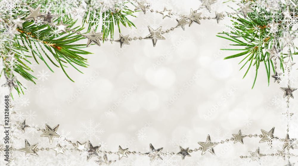 Christmas garlands with stars and pine twigs Christmas garlands with stars and pine twigs
