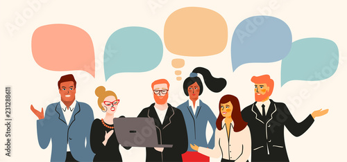 Vectior illustration of office people. Office workers, businessmen, managers.