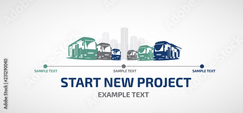 Vector city transport new buses and trackless trolley.