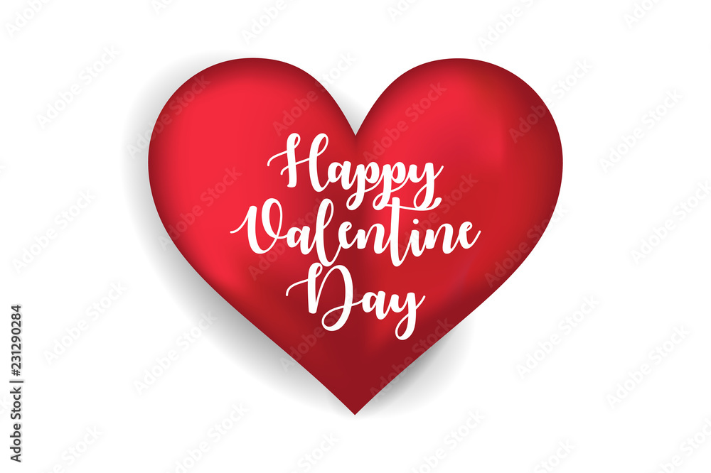 Valentine Day greeting card template, design with red heart, valentine day celebration concept