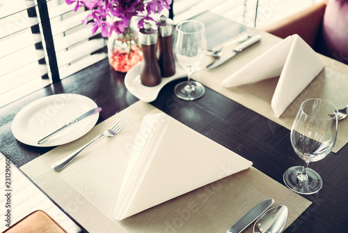 The beautiful table in a French restaurant.