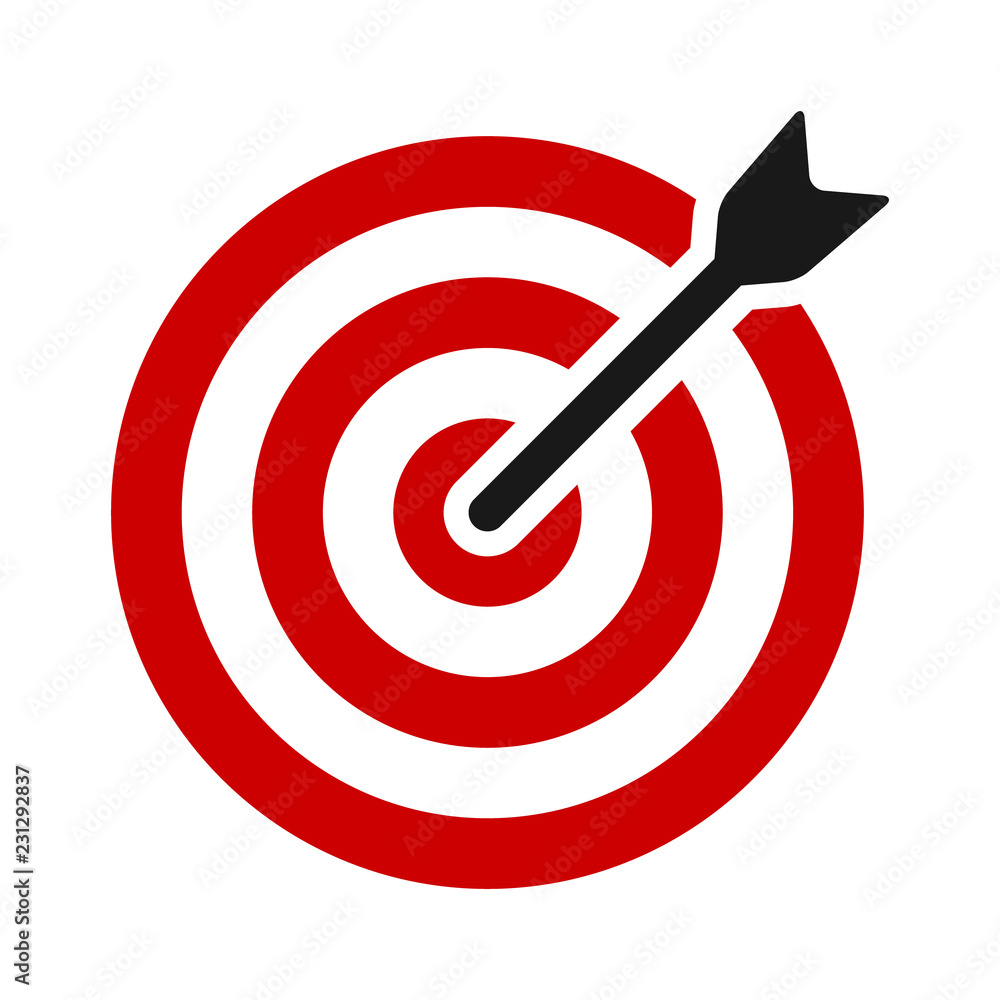 Red target bullseye with arrow or personalized marketing flat vector color  icon for apps and websites Stock Vector | Adobe Stock