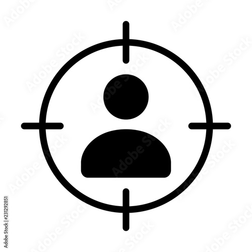 Marketing targeting a user or sniper sniping flat vector icon for apps and websites