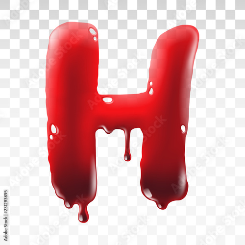 Translucent bloody alphabet isolated on transparent background