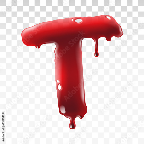 Translucent bloody alphabet isolated on transparent background