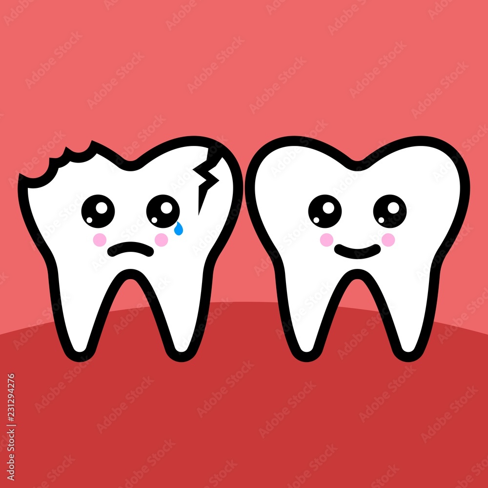 Health and broken tooth vector illustration. Health and broken tooth vector illustration.