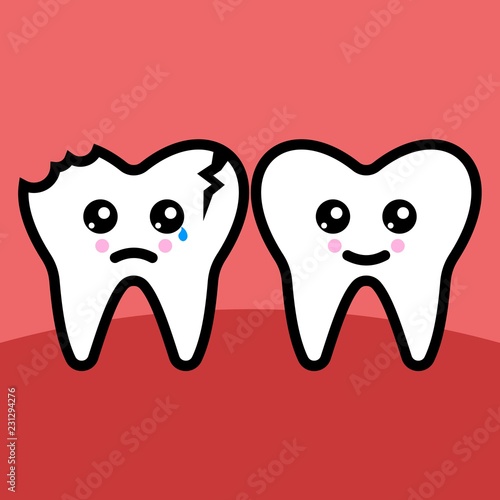Health and broken tooth vector illustration.