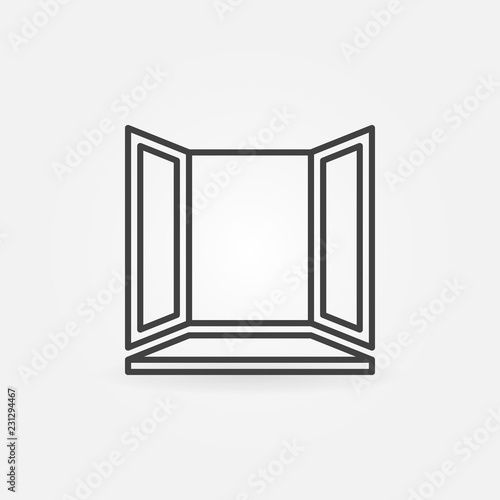 Vector window with window-sill linear icon or logo
