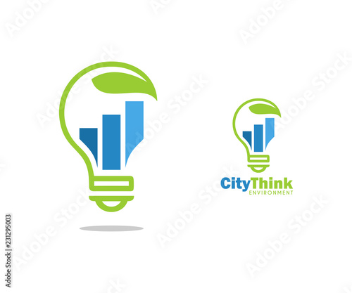 Natural Leaf LightBlub Green Business  Idea Logo City Building Concept Plant Symbol Icon 