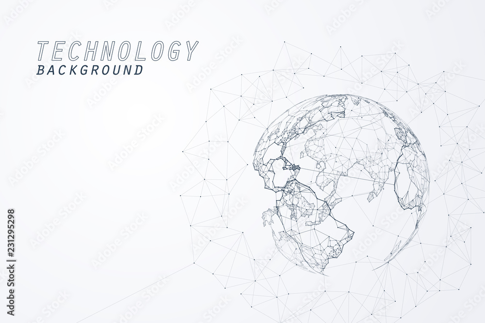 Abstract of world network, Edge and vertex of world connection