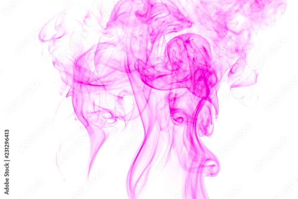 Purple smoke on white background